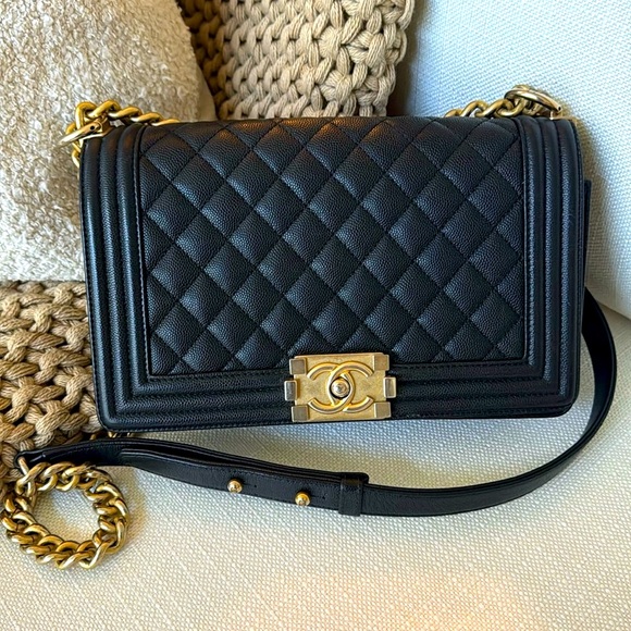 CHANEL Handbags - SOLD Chanel Caviar Boy Bag w/ Gold Hardware Flap Handbag
